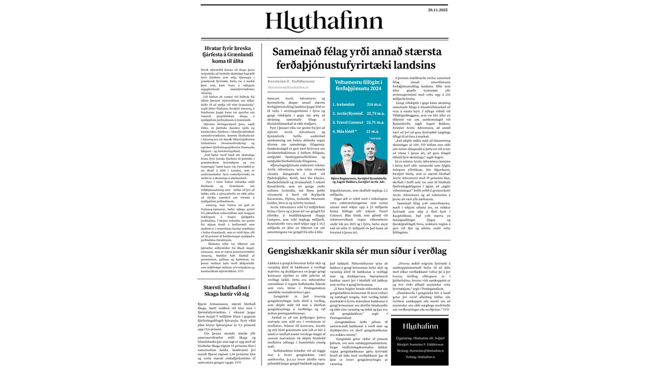 Fyrsta eiginlega tölublað Hluthafans